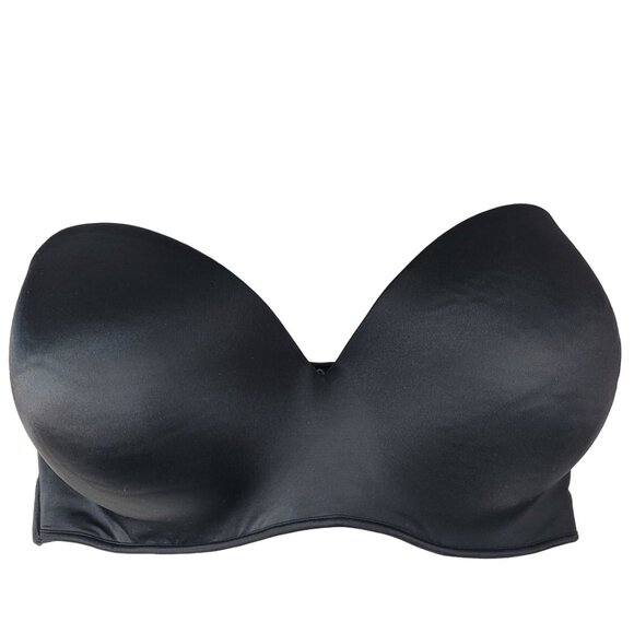 Cacique Seamless Push Up Bra Black Plus 38G Padded Plunge Strapless Underwire - Picture 1 of 7